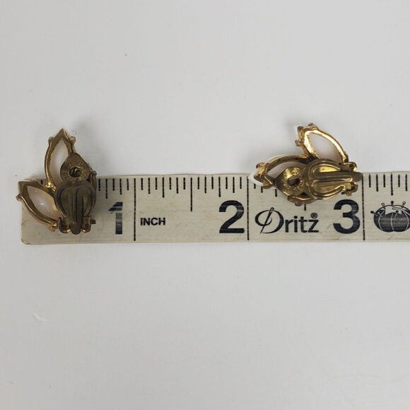 Vintage West Germany White Clear AB Crystal Rhinestone Glass‎ Clip On Earrings - Picture 11 of 12